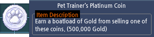 Mabinogi Pet Trainer's Platinum Coin