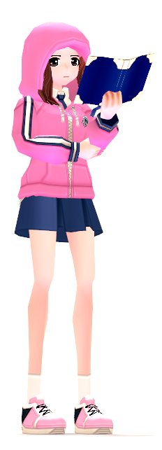 Mabinogi Pink-Dyed Female Modern School Uniform with Study Gesture Card